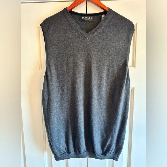Brandini 100% Merino Wool grey sweater Vest XL Tall - Picture 1 of 5